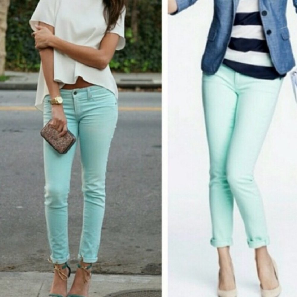 JCrew Toothpick Ankle Jeans in Mint